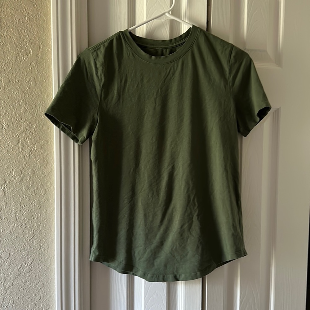 Pima Cotton Lululemon Love Tee Shirt In Green Twill View 3